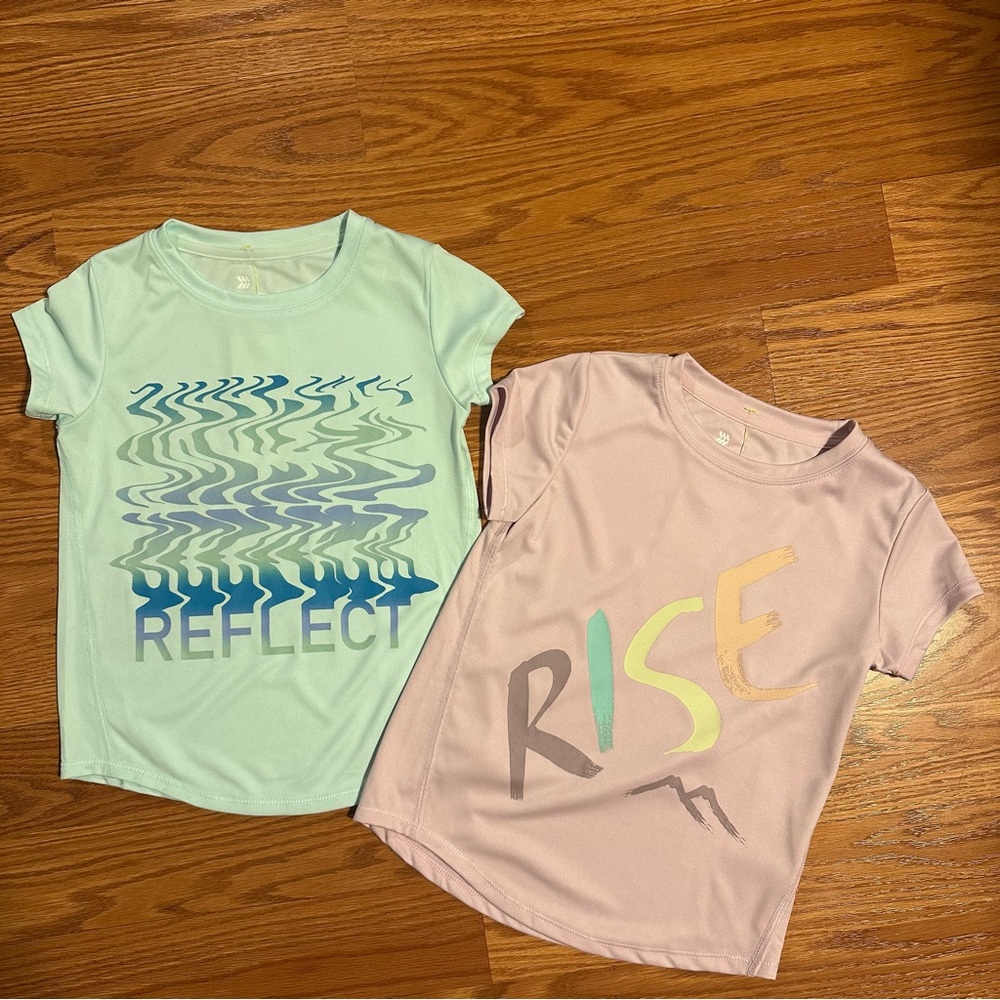 NWT Set of 2 All in Motion Athletic Tops Size XS 4/5 Light Purple  & Aqua Green